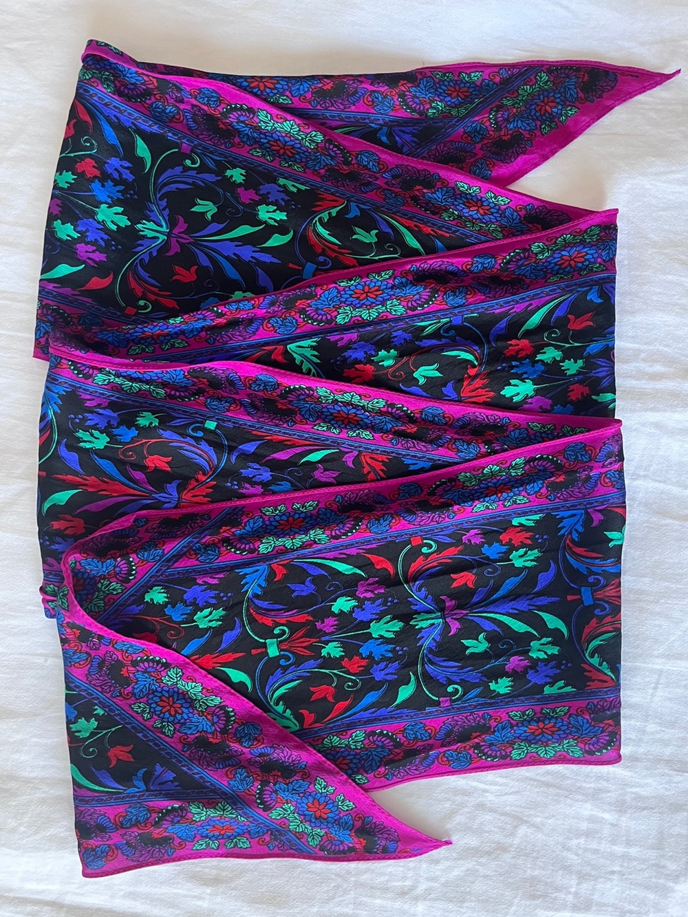 Vintage 100% Silk Scarf for Neck, Waist, Hair and Handbag